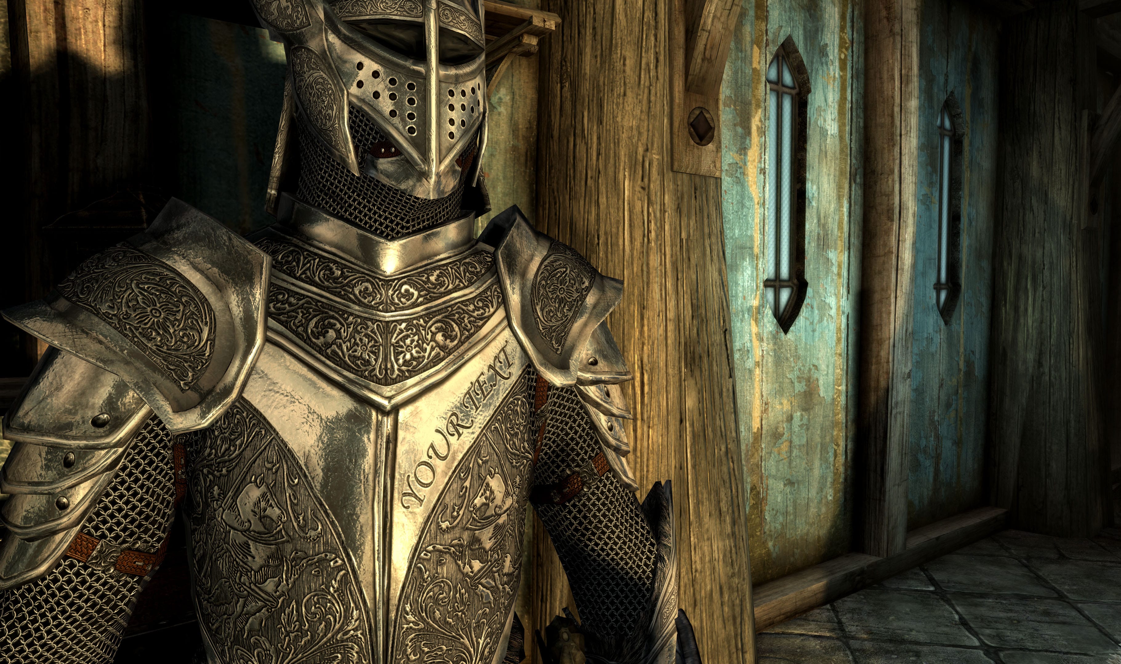 Skyrim custom armor with your text
