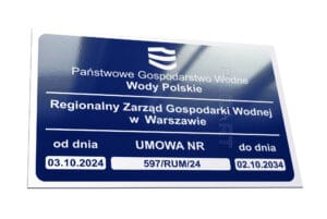 metalowa tabliczka Wody Polskie pomost prywatny