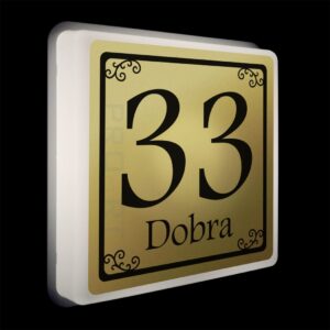 Podświetlany numer domu LED Wzór A biała ramka