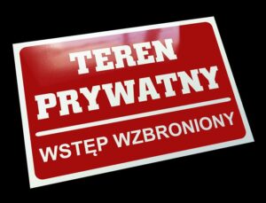 metalowa tabliczka teren prywatny