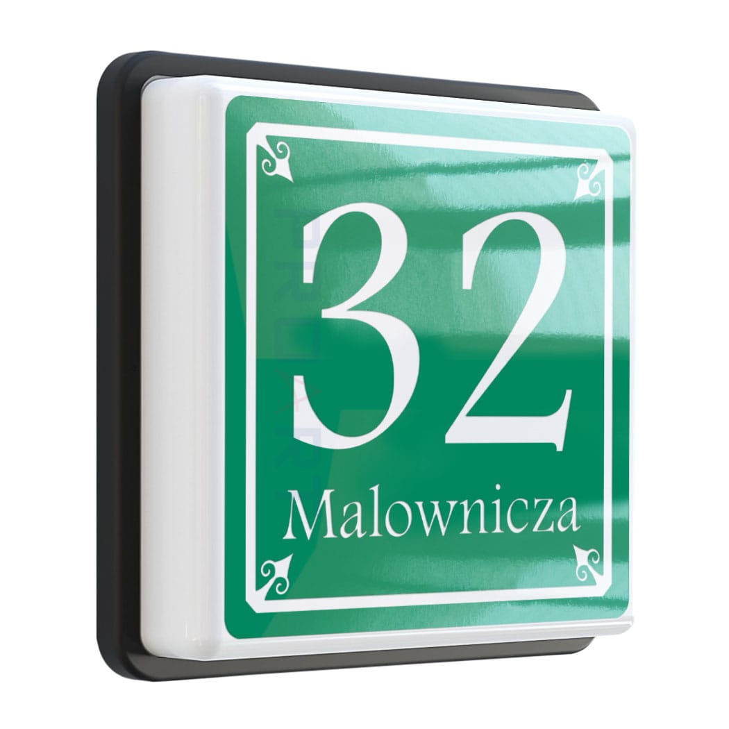 Podświetlany numer na dom LED Wzór H czarna ramka