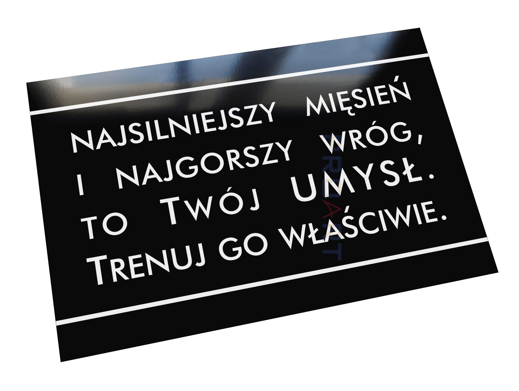 Metalowa tabliczka z motywacyjnym cytatem