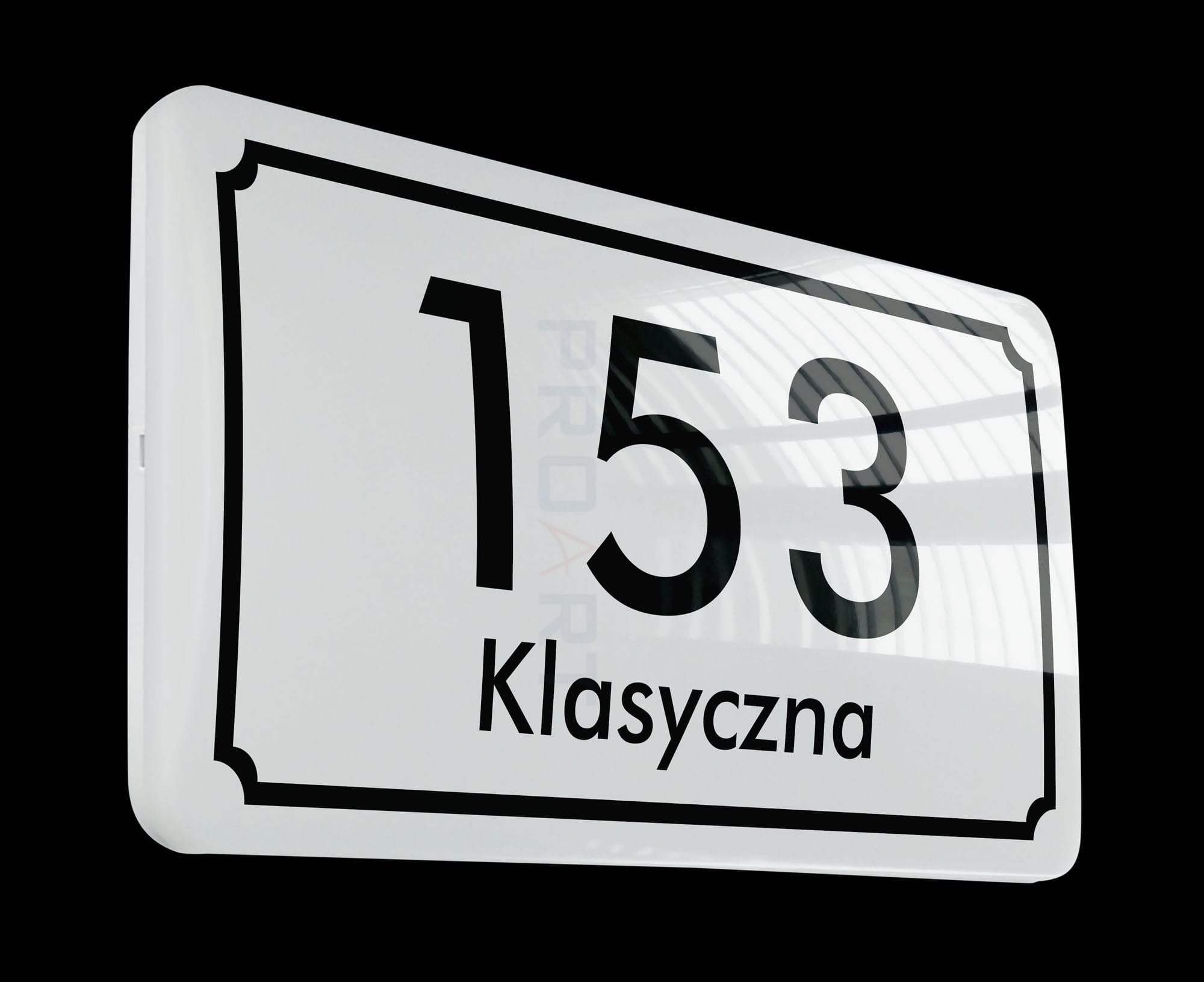 Numer na dom LED z tradycyjnym wzorem obramowania.