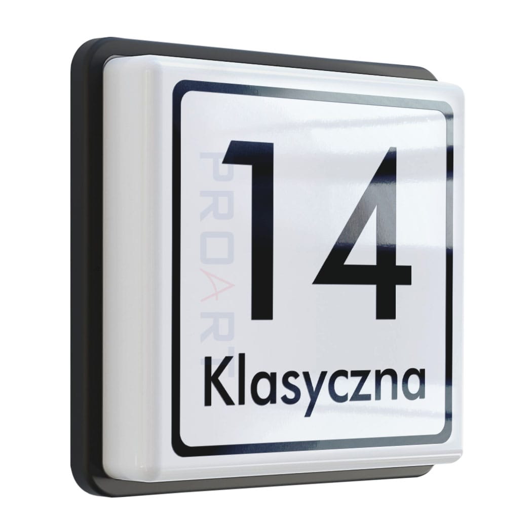 Popularny podświetlany numer domu wzór K+ czarna ramka