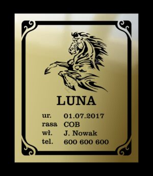 tabliczka imienna na boks z koniem