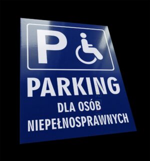 metalowa tabliczka parking dla niepełnosprawnych