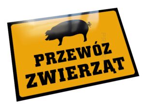 metalowa tabliczka przewóz zwierząt świń