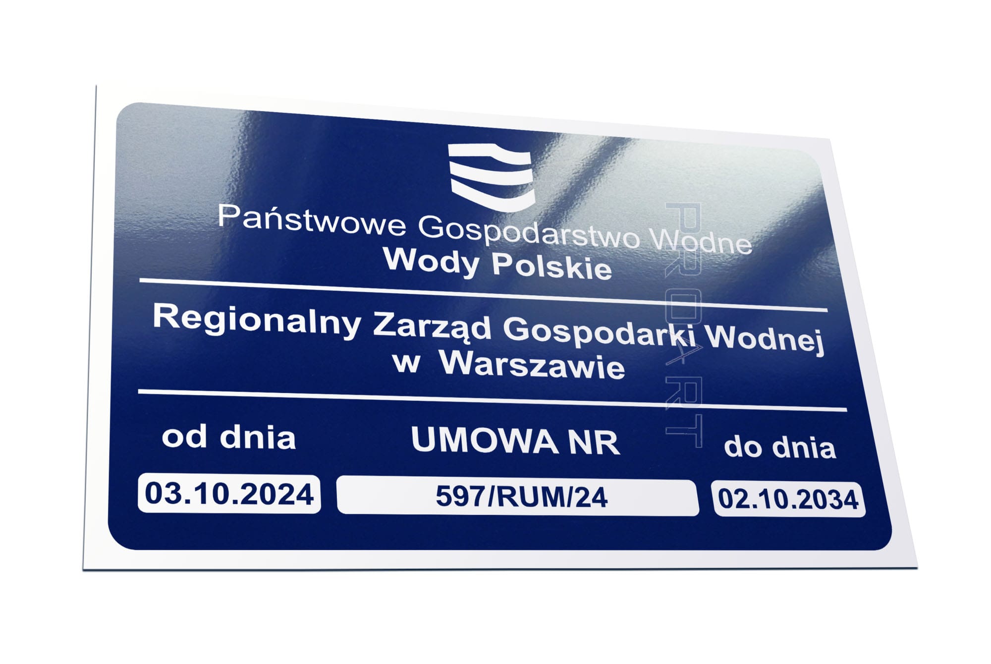 metalowa tabliczka Wody Polskie pomost prywatny