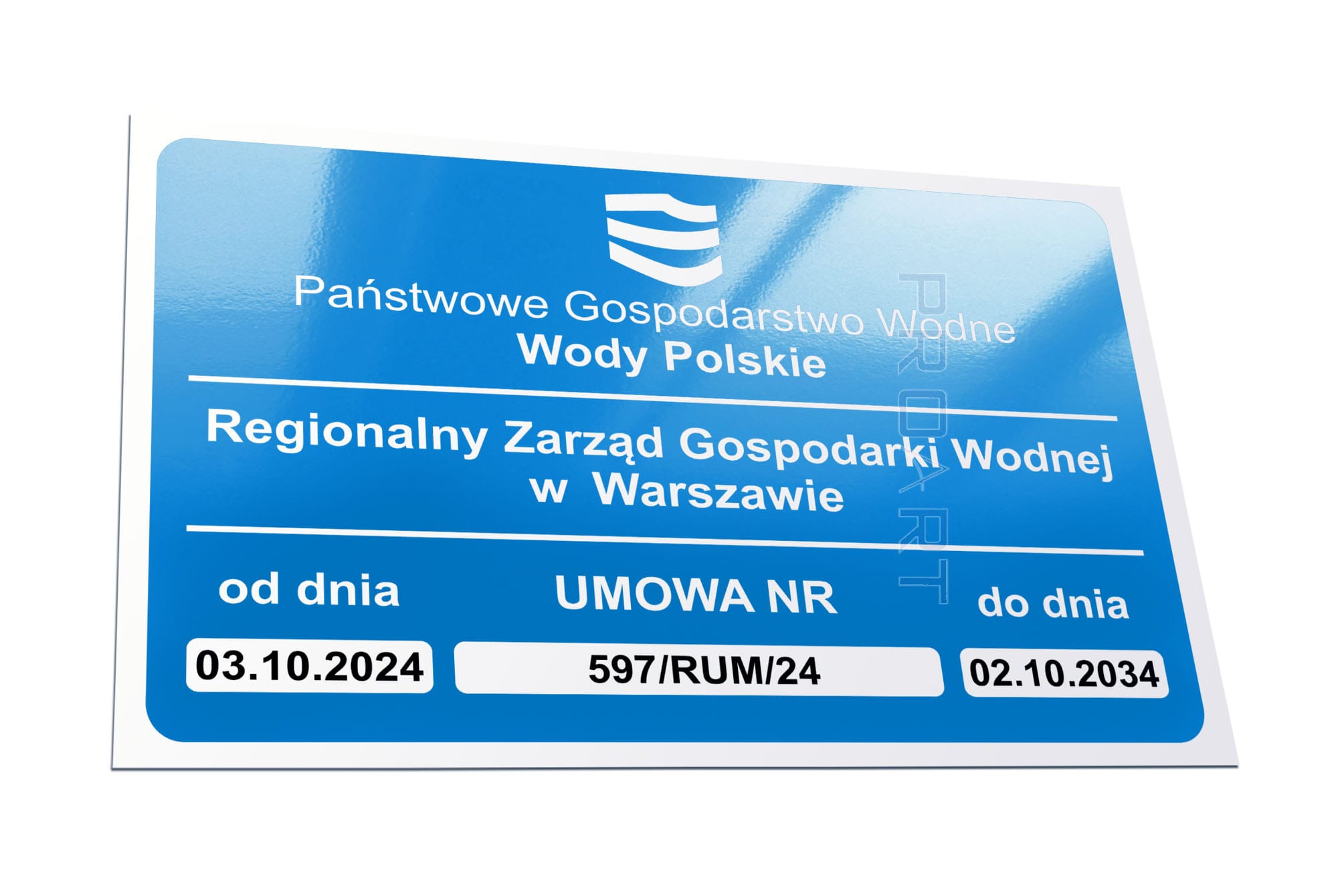 metalowa tabliczka wody polskie numer umowy